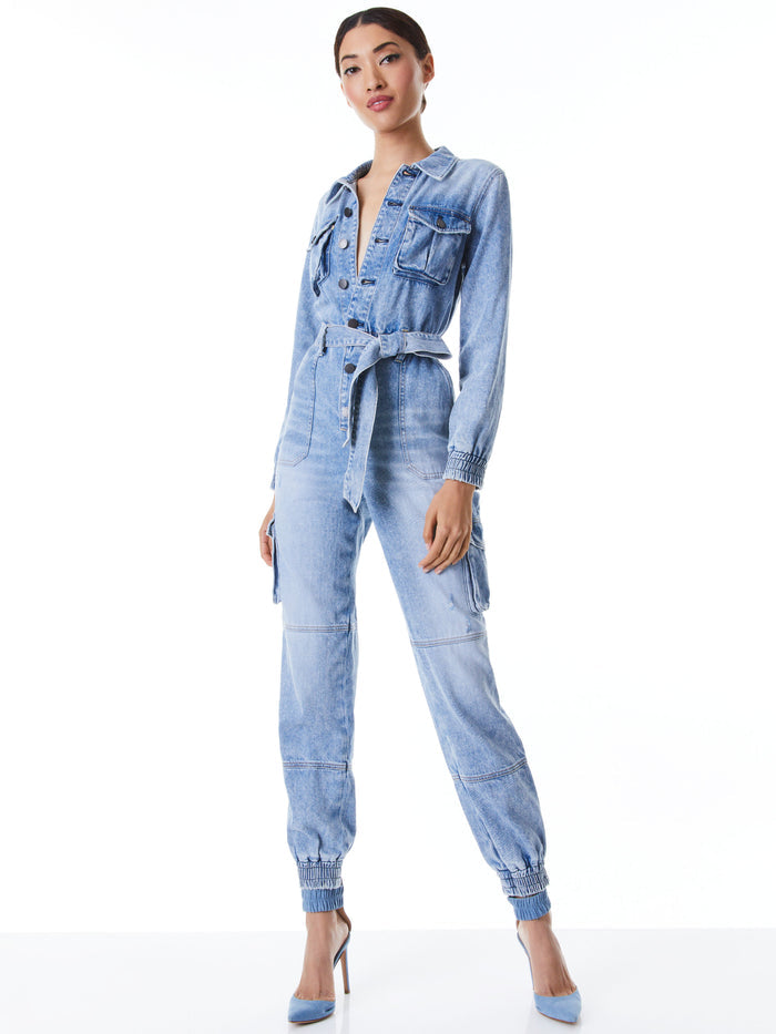 ETHA CHAMBRAY JUMPSUIT - LIGHTNING BLUE