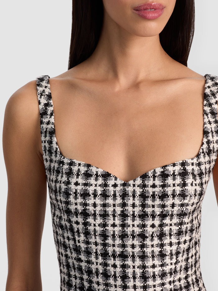 EVE TWEED MINI DRESS - BLACK/OFF WHITE