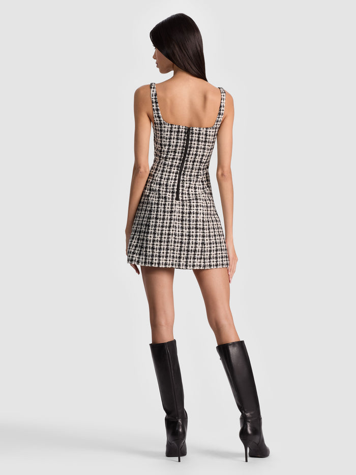EVE TWEED MINI DRESS - BLACK/OFF WHITE