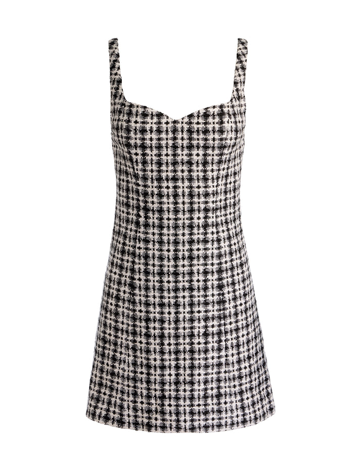 EVE TWEED MINI DRESS - BLACK/OFF WHITE
