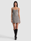 EVE TWEED MINI DRESS - BLACK/OFF WHITE