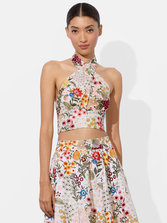 EVELINA CROP TOP - OFF WHITE/MULTI