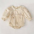 Fall Long Sleeve Apricot Girls Daisy  Romper