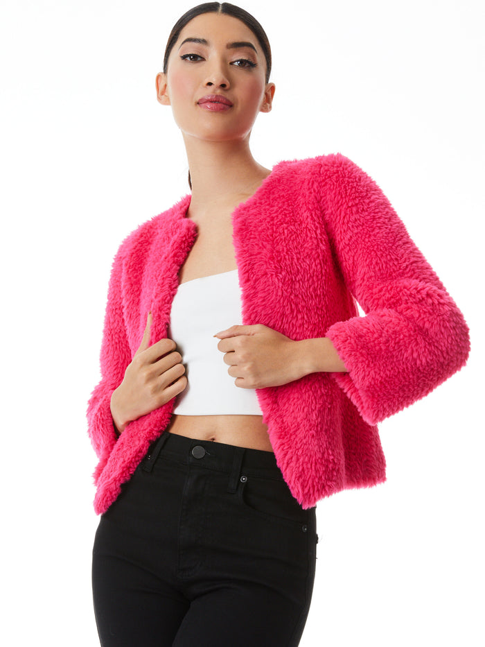 FAWN FAUX FUR JACKET - BLACK