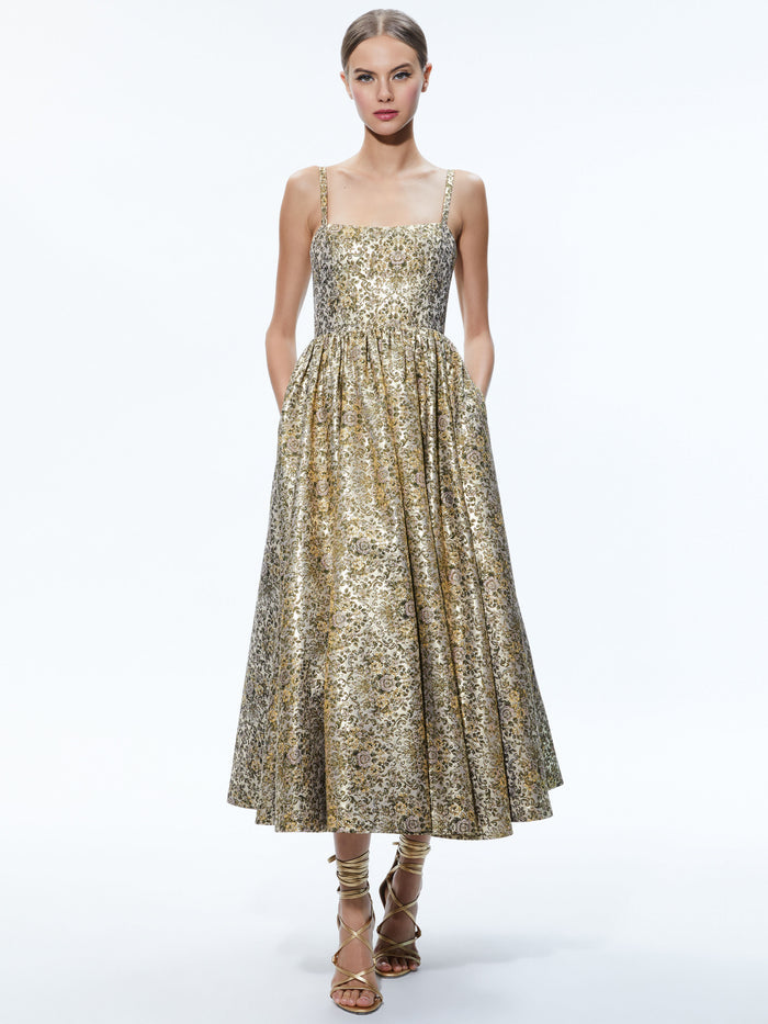 FAY MIDI DRESS - CHAMPAGNE MULTI