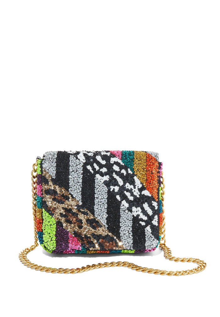 FAYE EMBELL SQUARE FLAP CLUTCH - MULTI