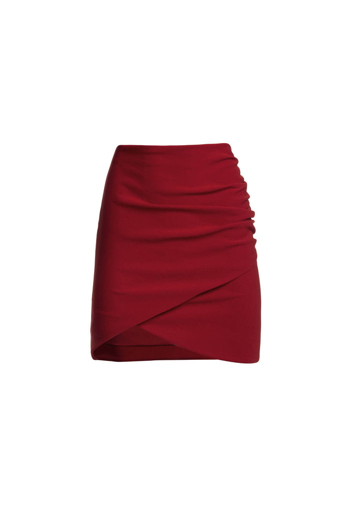 FIDELA DRAPED MINI SKIRT - BORDEAUX