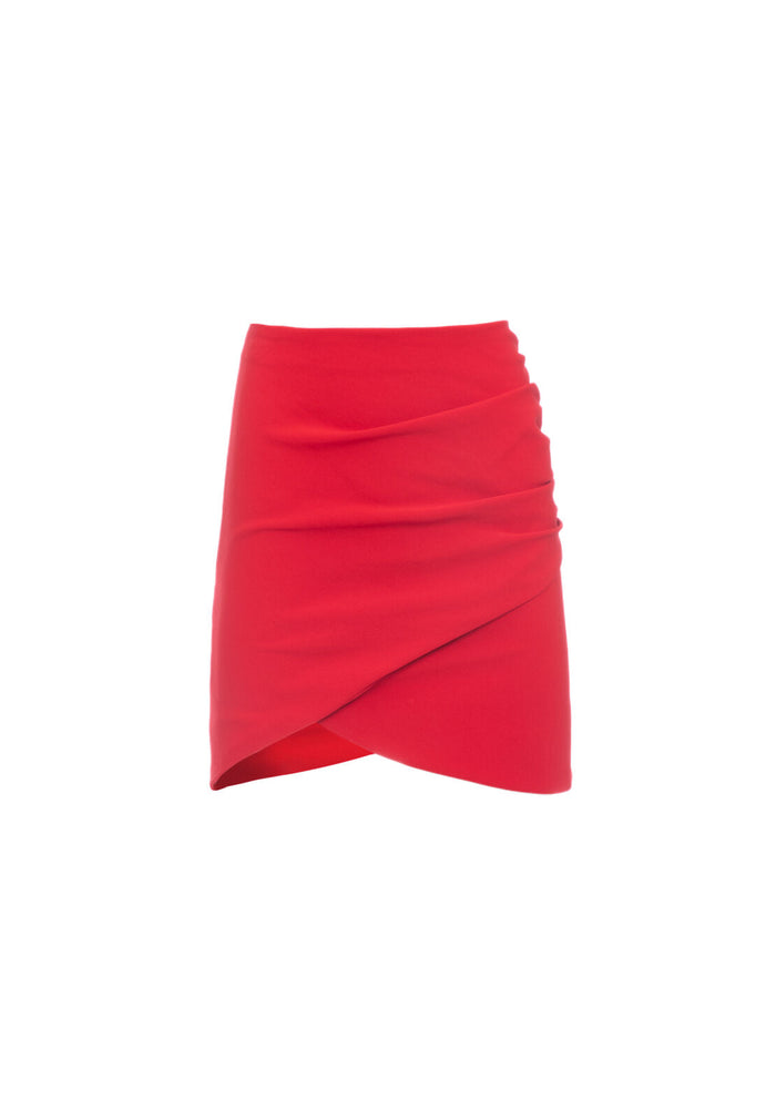 FIDELA DRAPED MINI SKIRT - RUBY