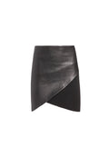 FIDELA HALF LEATHER MINI SKIRT - BLACK