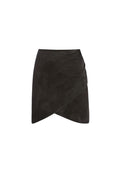 FIDELA SUEDE DRAPED MINI SKIRT - BLACK