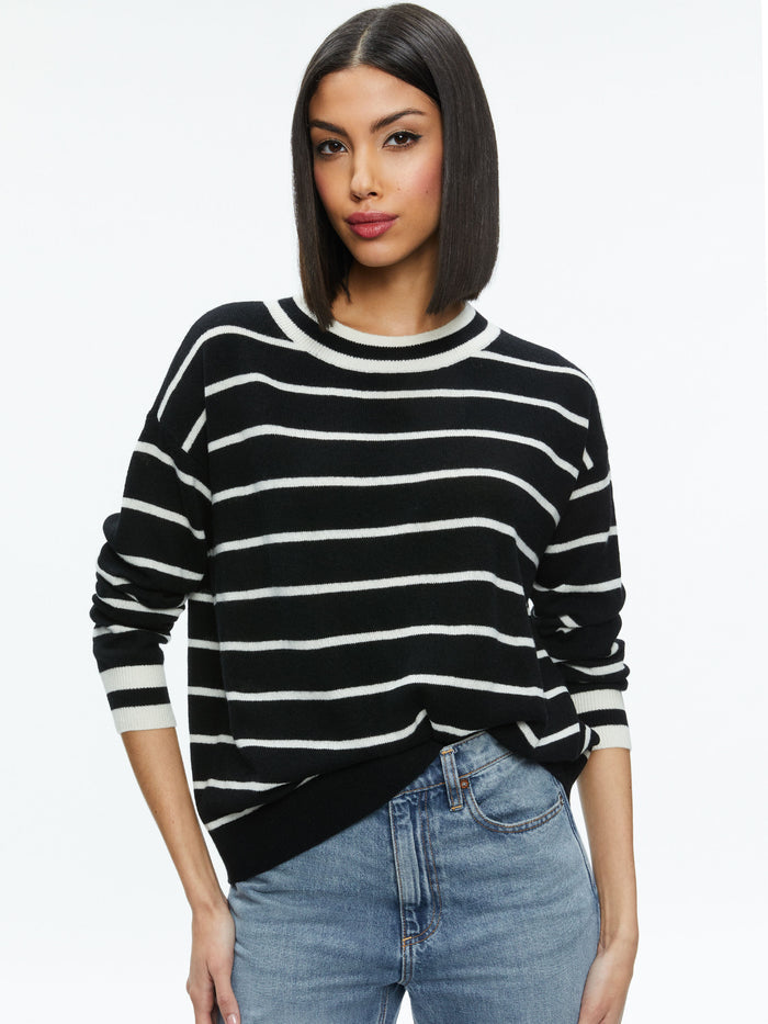 FILA CASHMERE CREW NECK PULLOVER - BLACK/ECRU