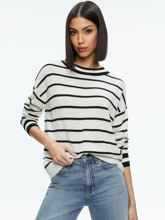 FILA CASHMERE CREW NECK PULLOVER - ECRU/BLACK