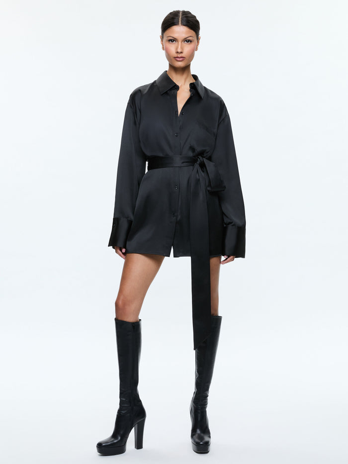 FINELY MINI SHIRT DRESS - BLACK