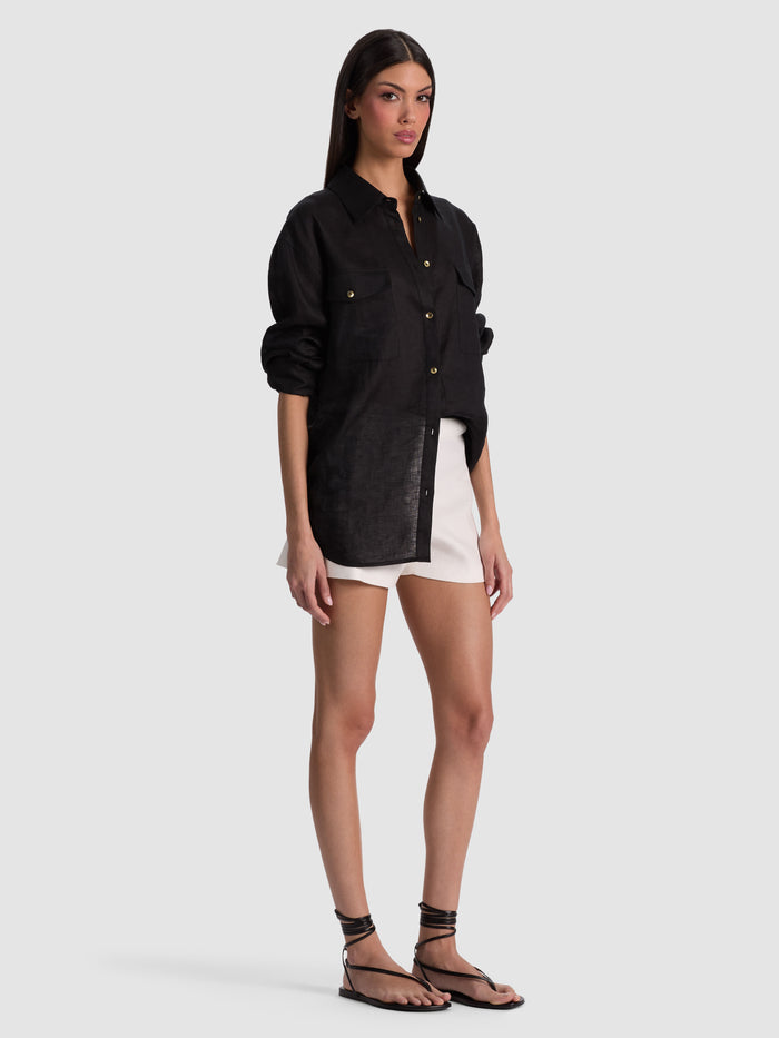 FINELY OVERSIZED UTILITY SHIRT - BLACK