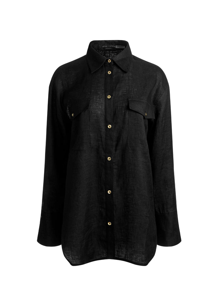 FINELY OVERSIZED UTILITY SHIRT - BLACK