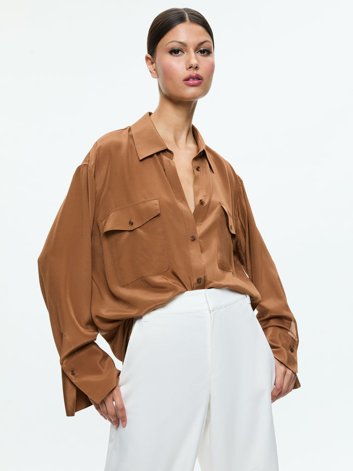 FINELY OVERSIZED UTILITY SHIRT - CAMEL