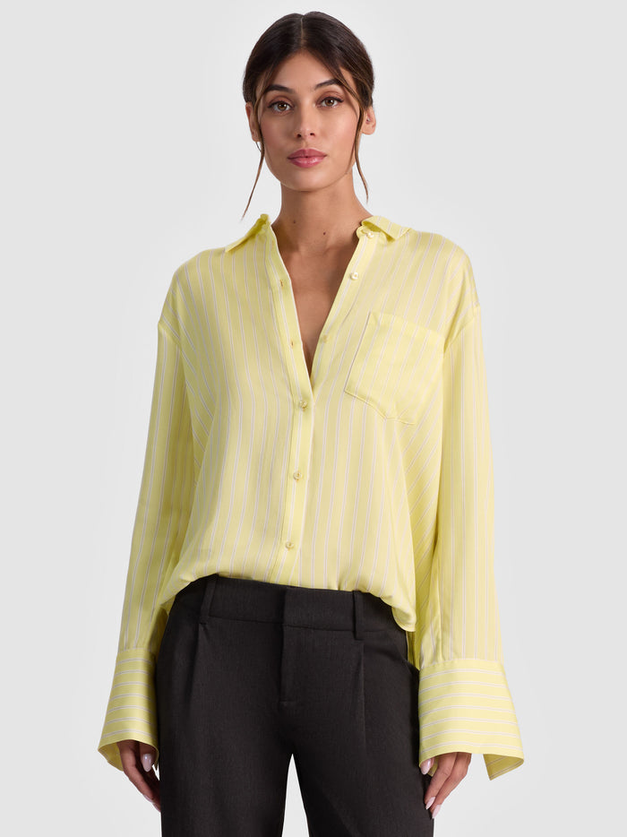 FINELY PINSTRIPED BUTTON DOWN - CRESCENDO STRIPE