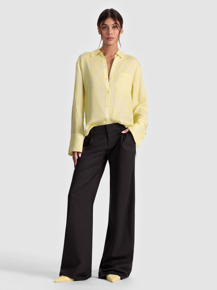 FINELY PINSTRIPED BUTTON DOWN - CRESCENDO STRIPE