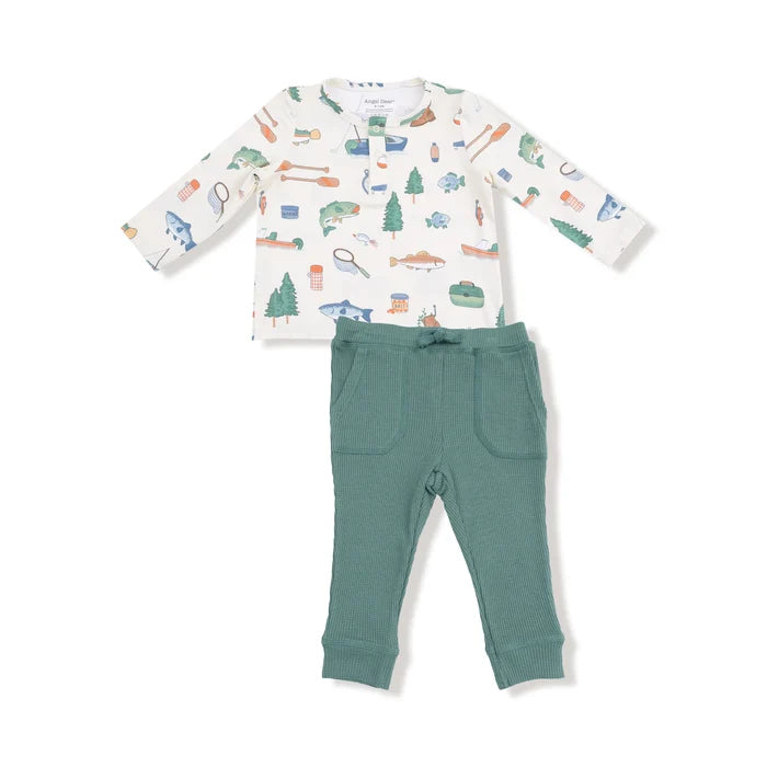 Fishing Things Henley Top & Waffle Jogger