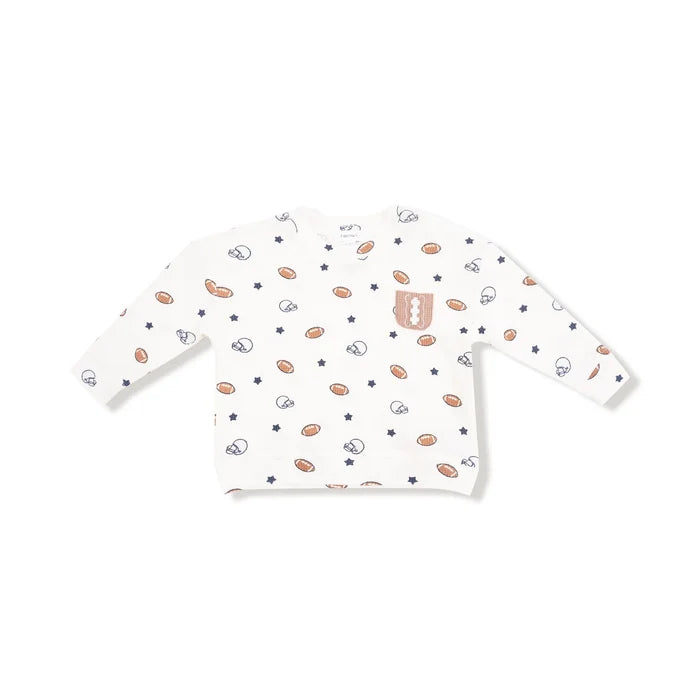 Footballs and Stars Drop Sleeve Shirt with Pocket and Jogger