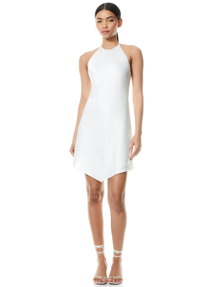 FRANCENE HANDKERCHIEF HEM MINI DRESS - OFF WHITE
