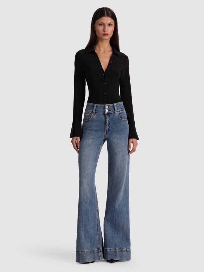 FREYA BUTTON DOWN BODYSUIT - BLACK