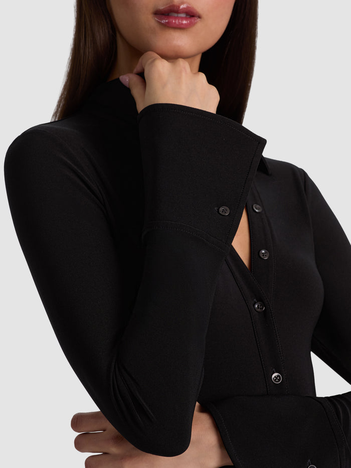 FREYA BUTTON DOWN BODYSUIT - BLACK