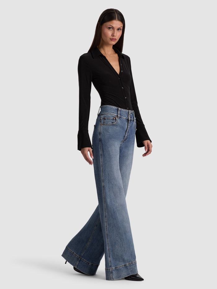 FREYA BUTTON DOWN BODYSUIT - BLACK