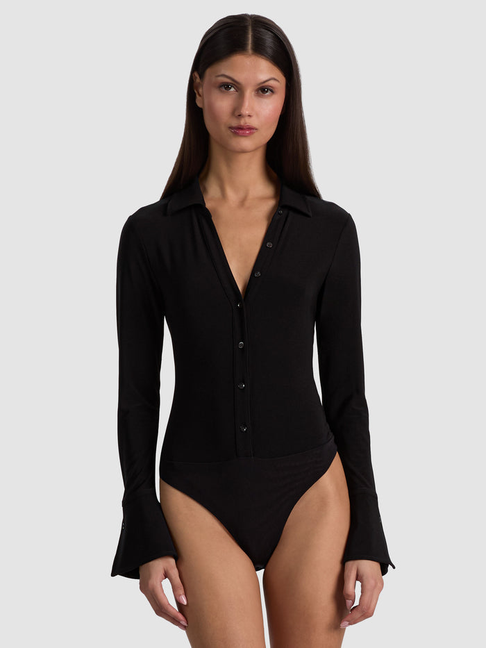 FREYA BUTTON DOWN BODYSUIT - BLACK