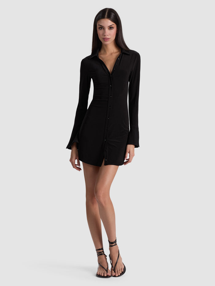 FREYA BUTTON DOWN DRESS - BLACK