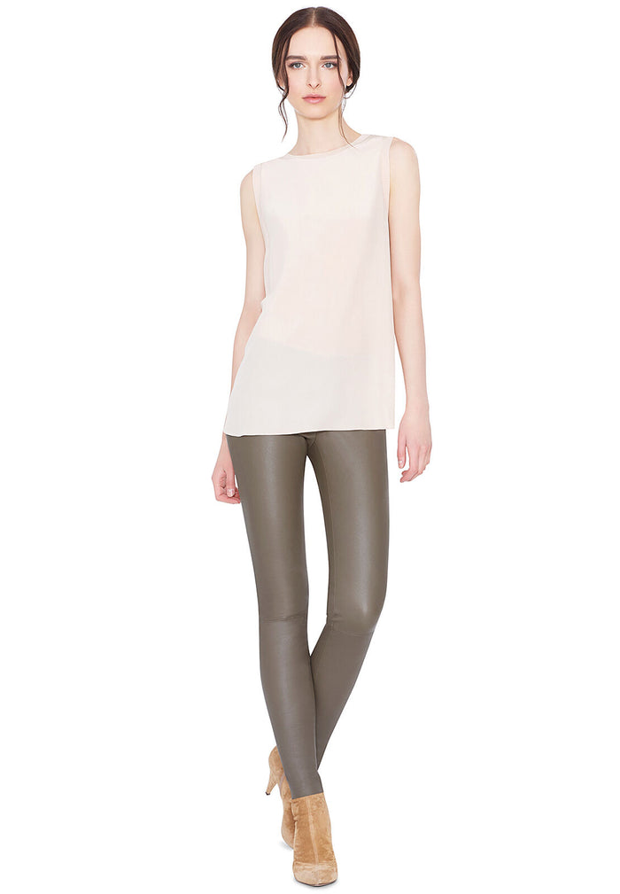 FRONT ZIP LEATHER LEGGING - GRAPHITE
