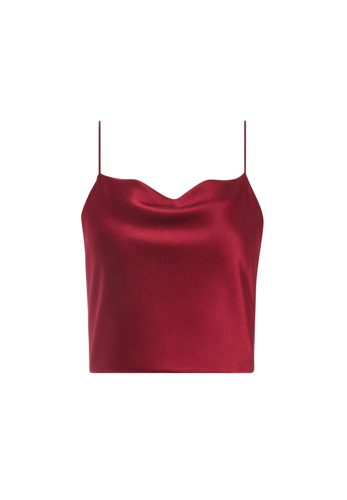 GAB COWL NECK CROP TOP - BORDEAUX