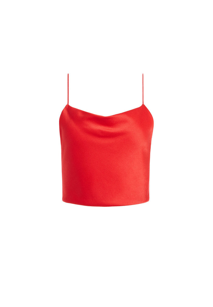 GAB COWL NECK CROP TOP - BRIGHT POPPY