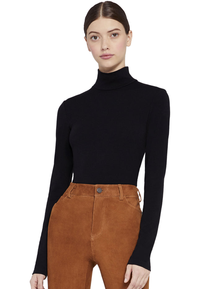 GARRISON SLIM MOCK NECK TOP - BLACK