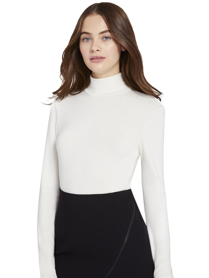 GARRISON SLIM MOCK NECK TOP - CREAM