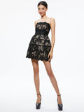 GERDA STRAPLESS SEQUIN LACE MINI GOWN - BLACK