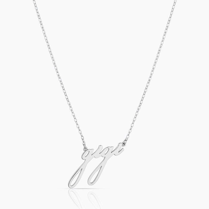 Gigi Silver Script Necklace