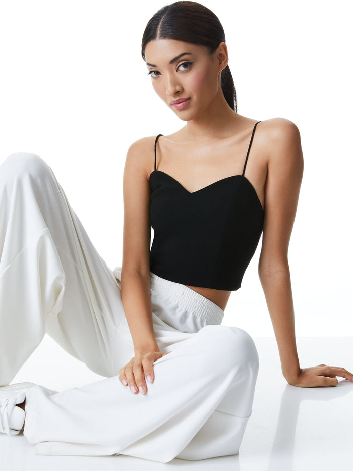 GINA SWEETHEART CROP TOP - BLACK