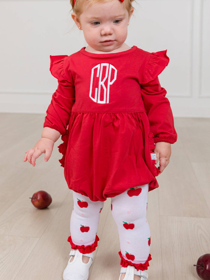 Girls Apple Orchard Patterned Footless Ruffle Tights