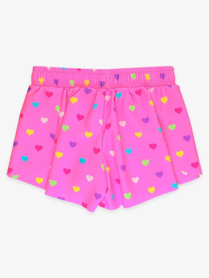 Girls Neon Pink Colorful Hearts Active Butterfly Shorts