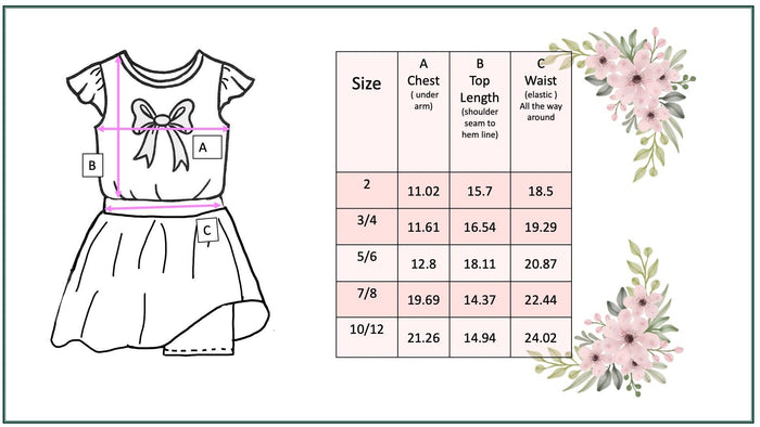 Girls Peach Floral Bow Spring Summer Skort Set
