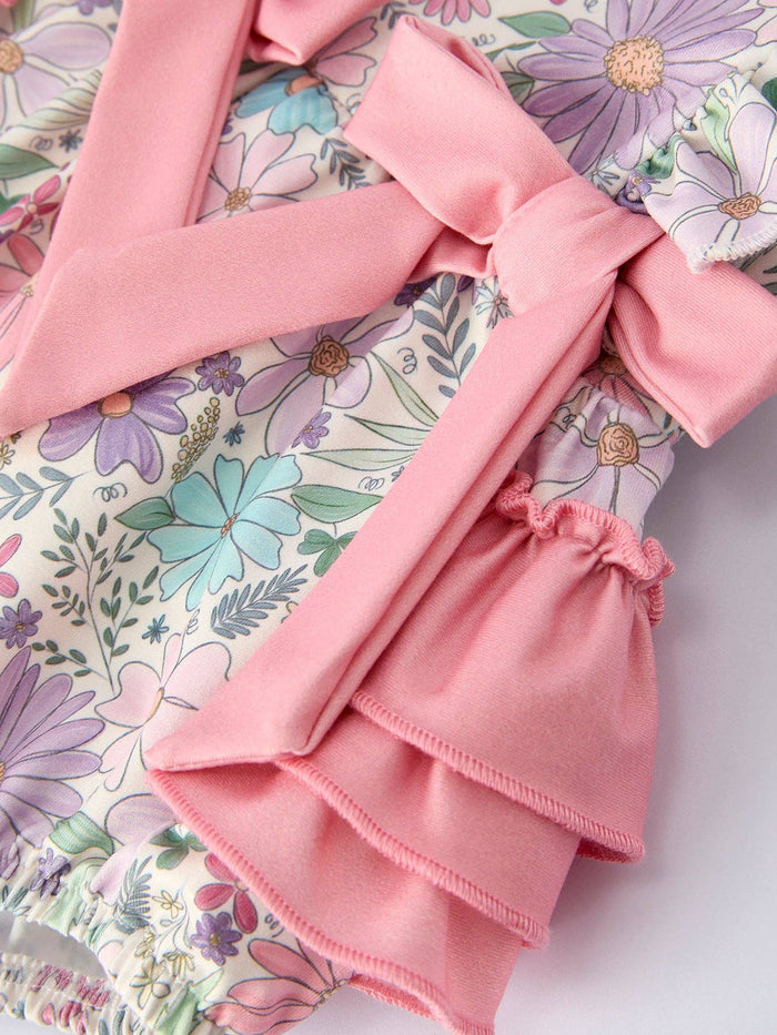 Girls Pink Floral Sleeveless Baby Girls Romper