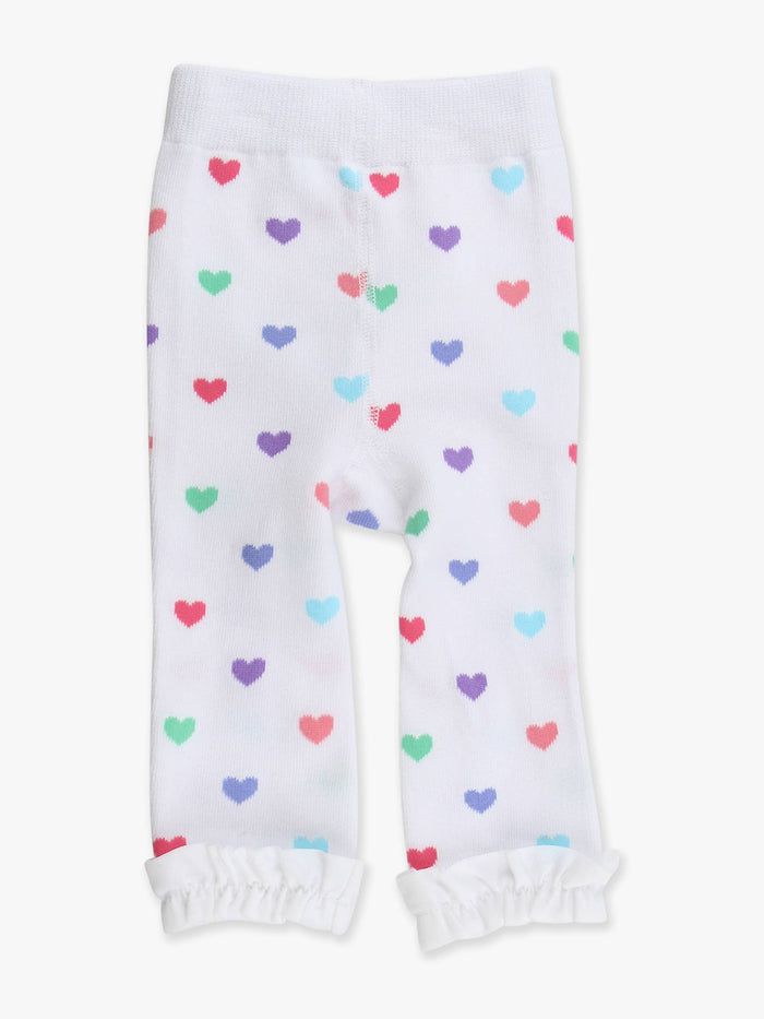 Girls Rainbow Colorful Hearts Patterned Footless Ruffle Tights