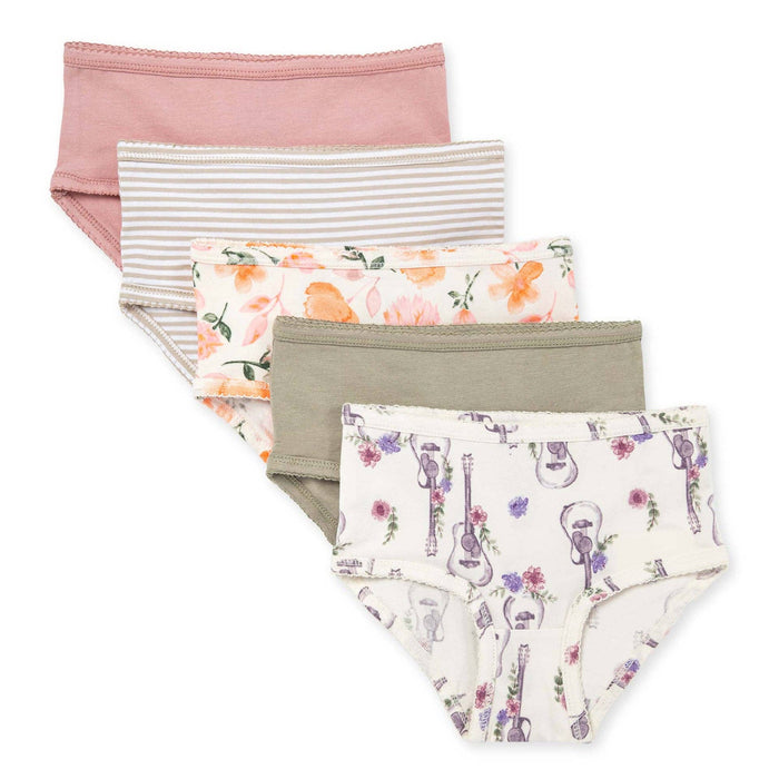 Girls Set of 5 Guitars & Floral  Underwear