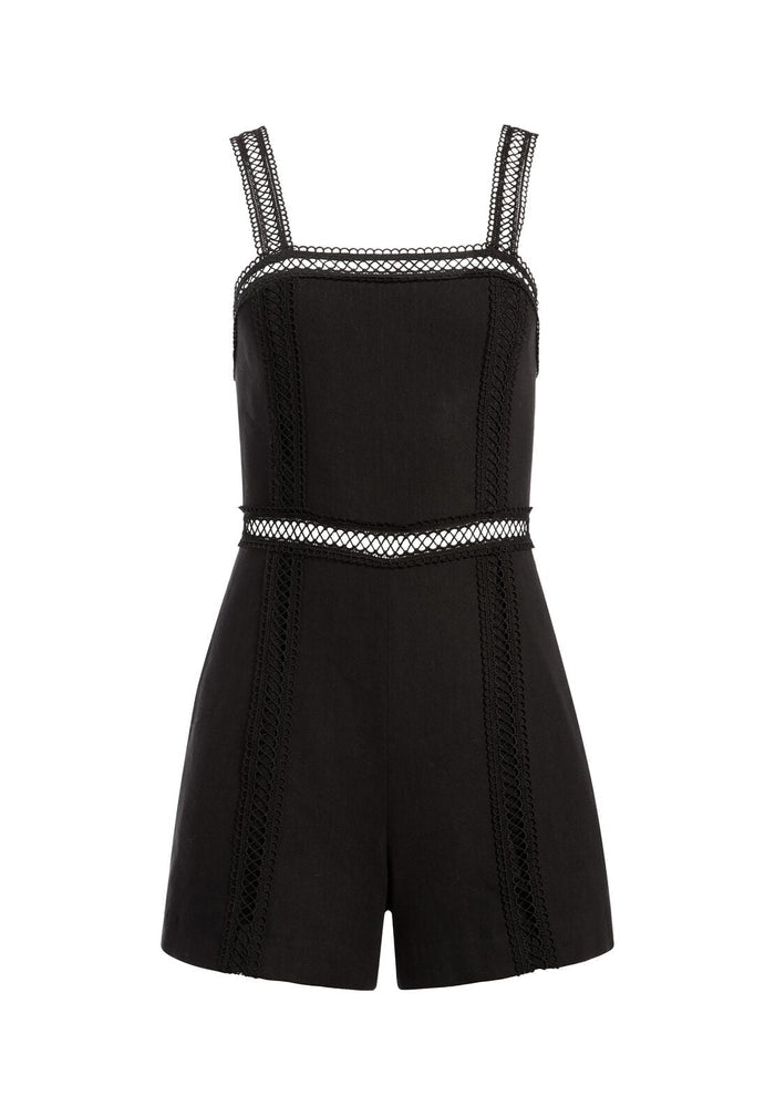 GLENDA SQUARE NECK ROMPER - BLACK