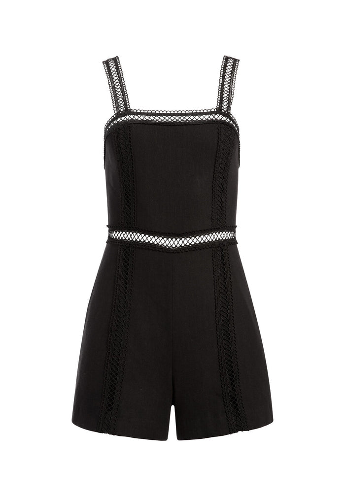 GLENDA SQUARE NECK ROMPER - BLACK