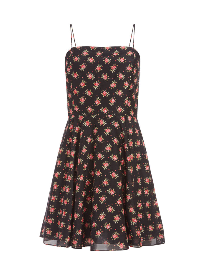 GLINDA FLORAL MINI DRESS - HEIRLOOM SM BLACK