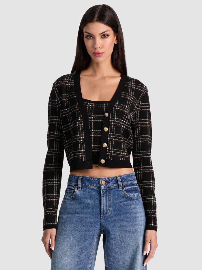 GRACE CASHMERE CARDIGAN - BLACK MULTI