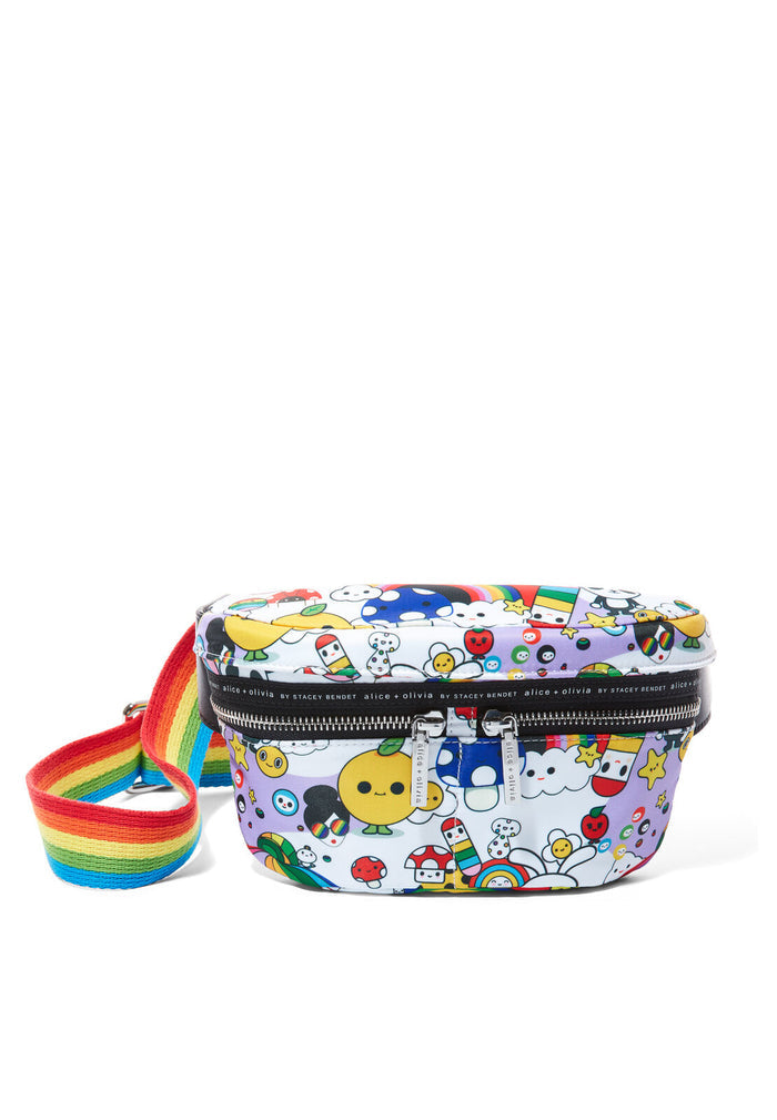 GRACIE PRNTED NYLON FANNY PACK - FWY COLLAGE-MD WHITE
