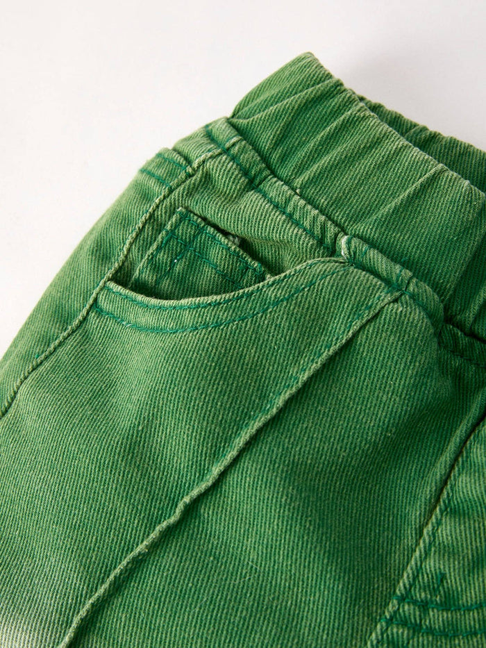 Green Flared Elastic Jeans